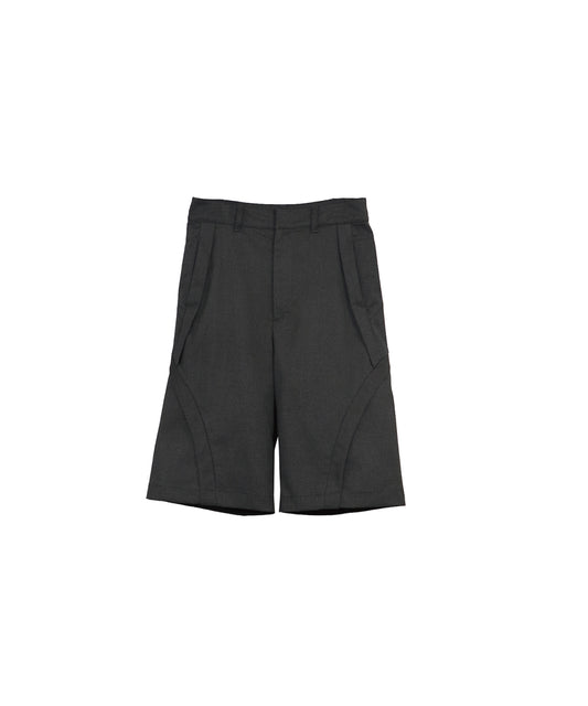 TWILL CROPPED WIDETROUSERS/ D-GRAY