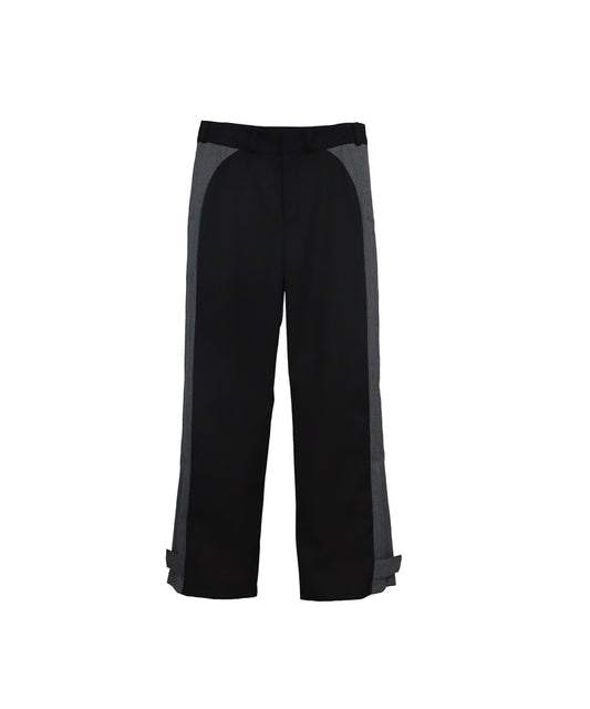STREAMLINED CONVERTIBLE HEM TROUSERS/ BLACK×GRAY