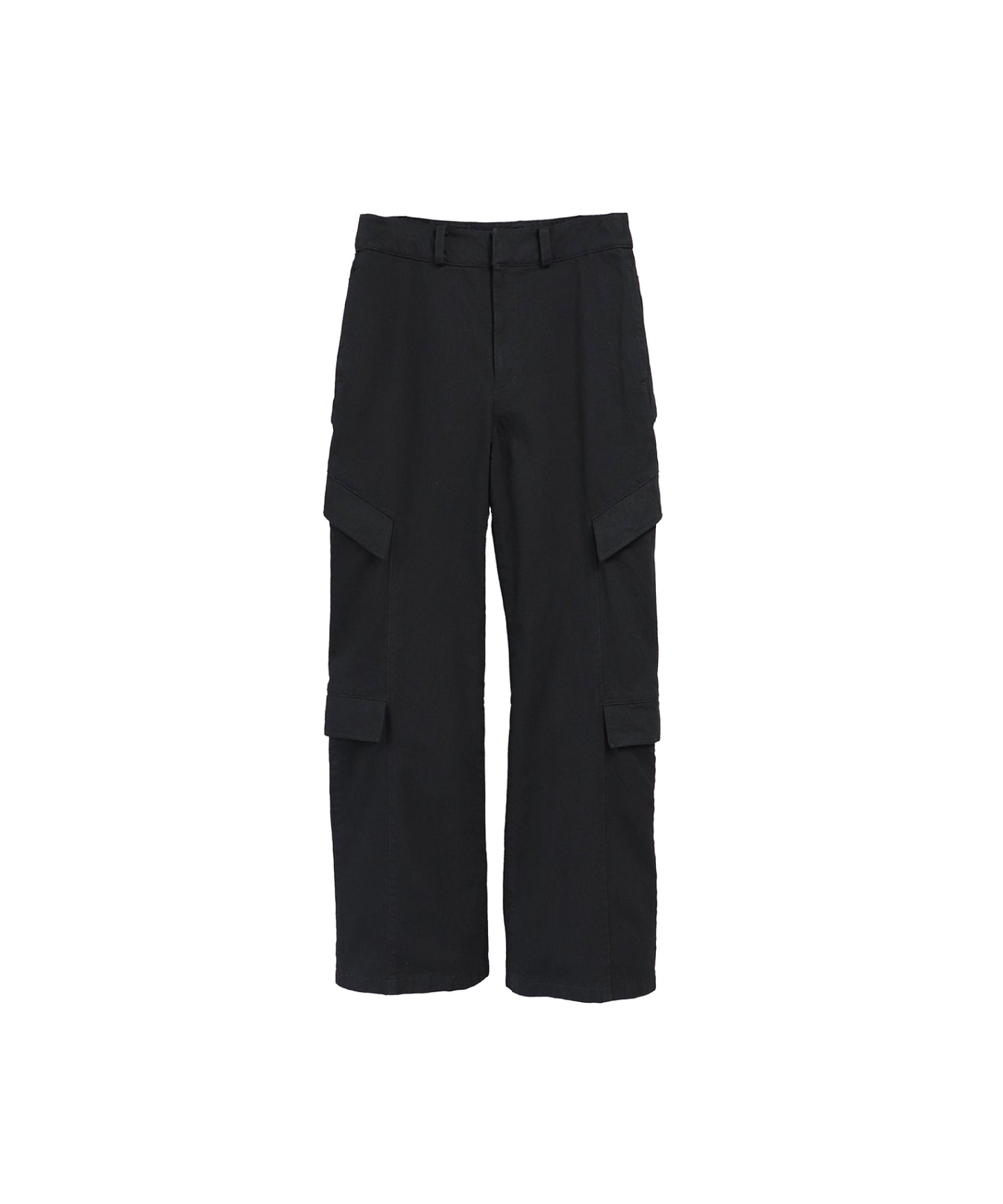 STRUCTURED UTILITY DENIM TROUSERS / BLACK