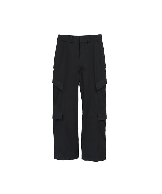 STRUCTURED UTILITY DENIM TROUSERS / BLACK