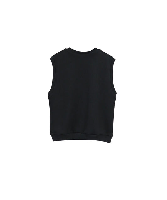 COTTON KNIT IVY VEST/ BLACK