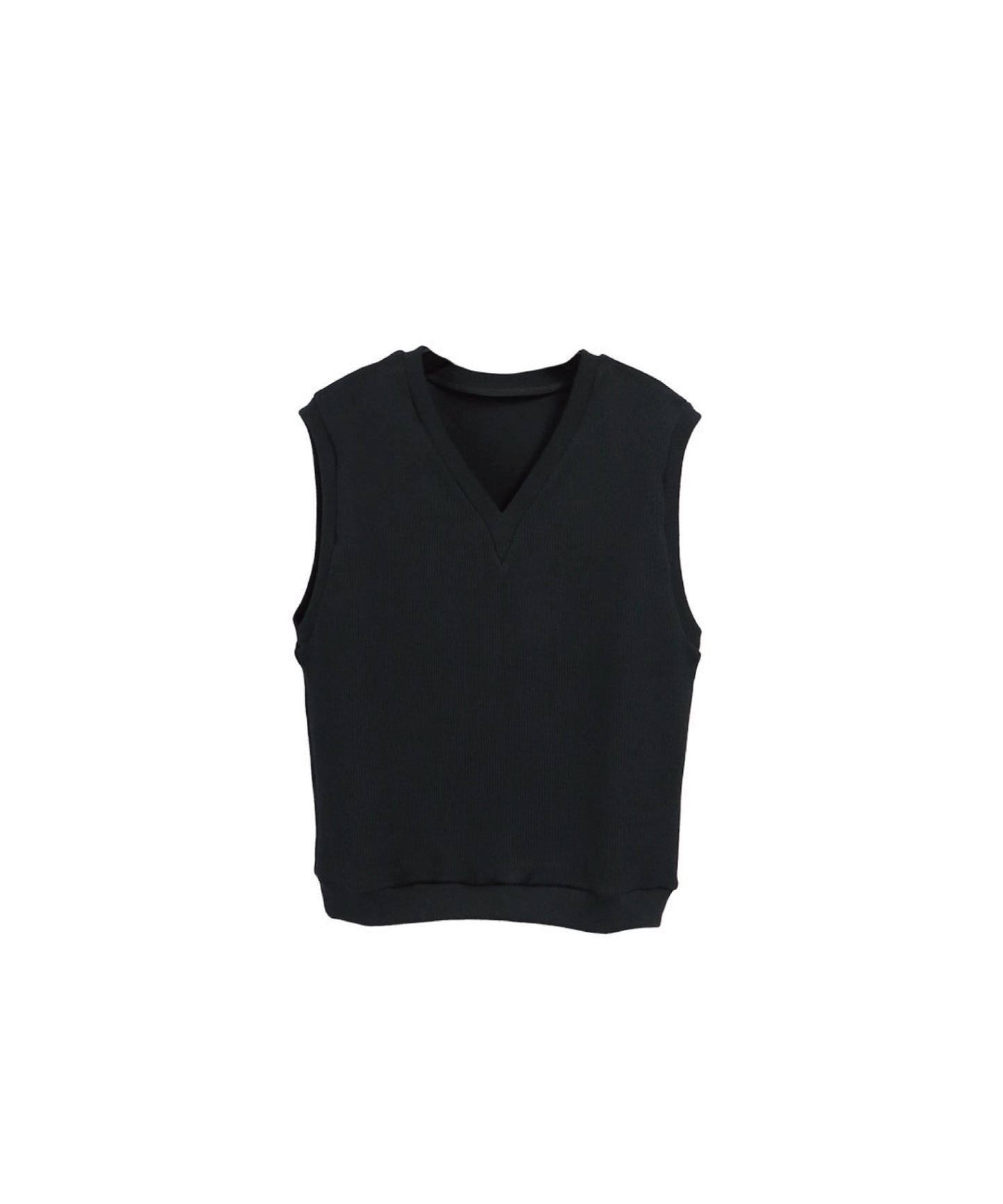 COTTON KNIT IVY VEST/ BLACK
