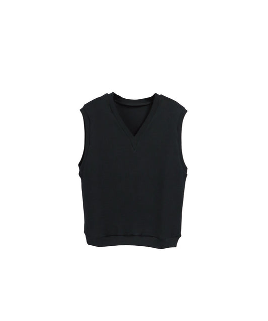 COTTON KNIT IVY VEST/ BLACK
