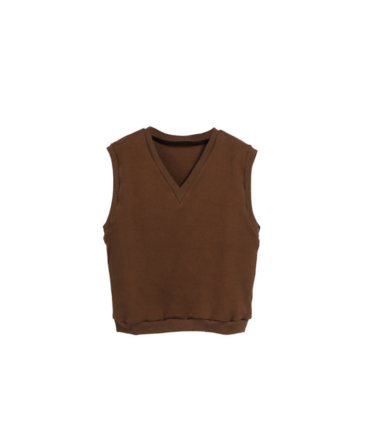COTTON KNIT IVY VEST/ BROWN