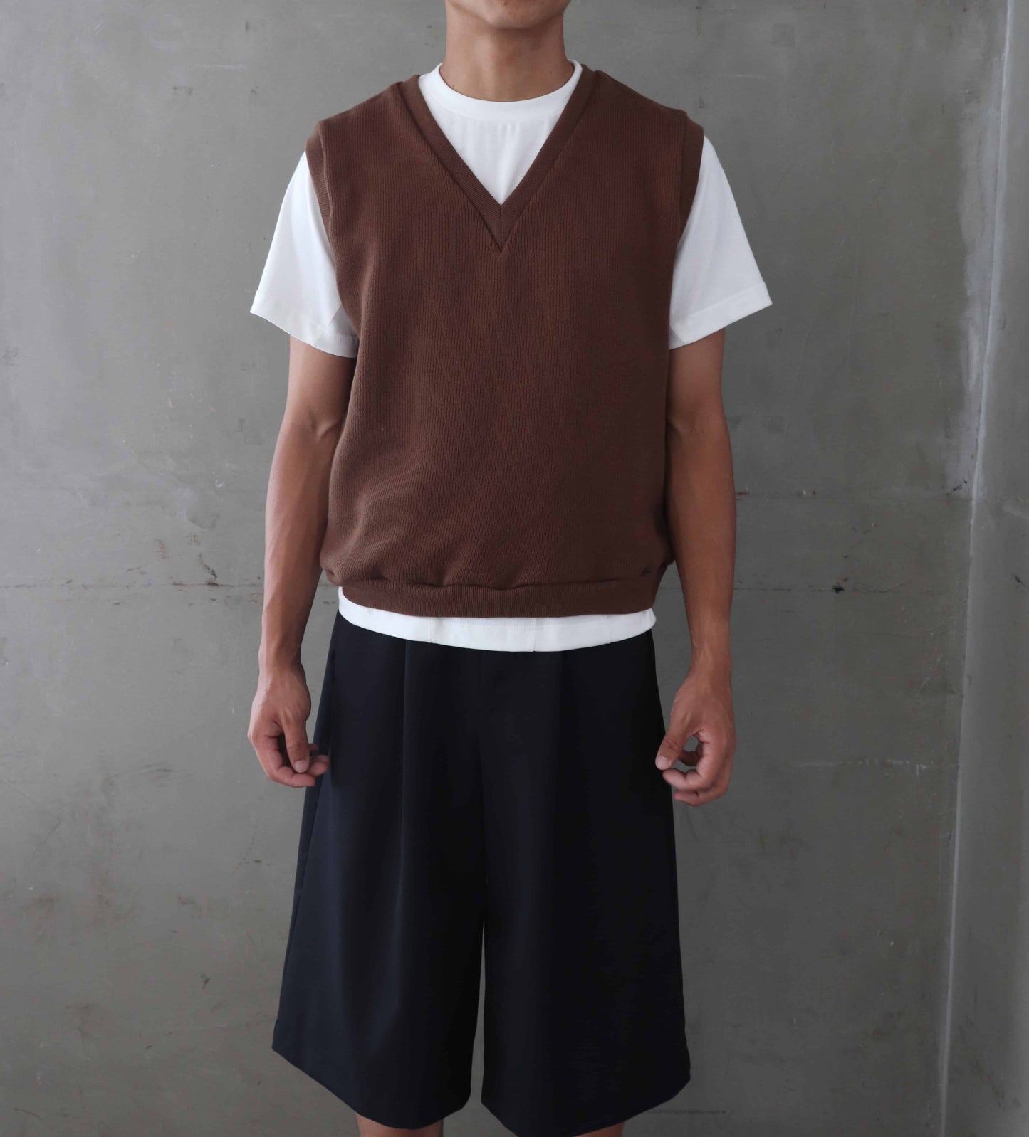 COTTON KNIT IVY VEST/ BROWN