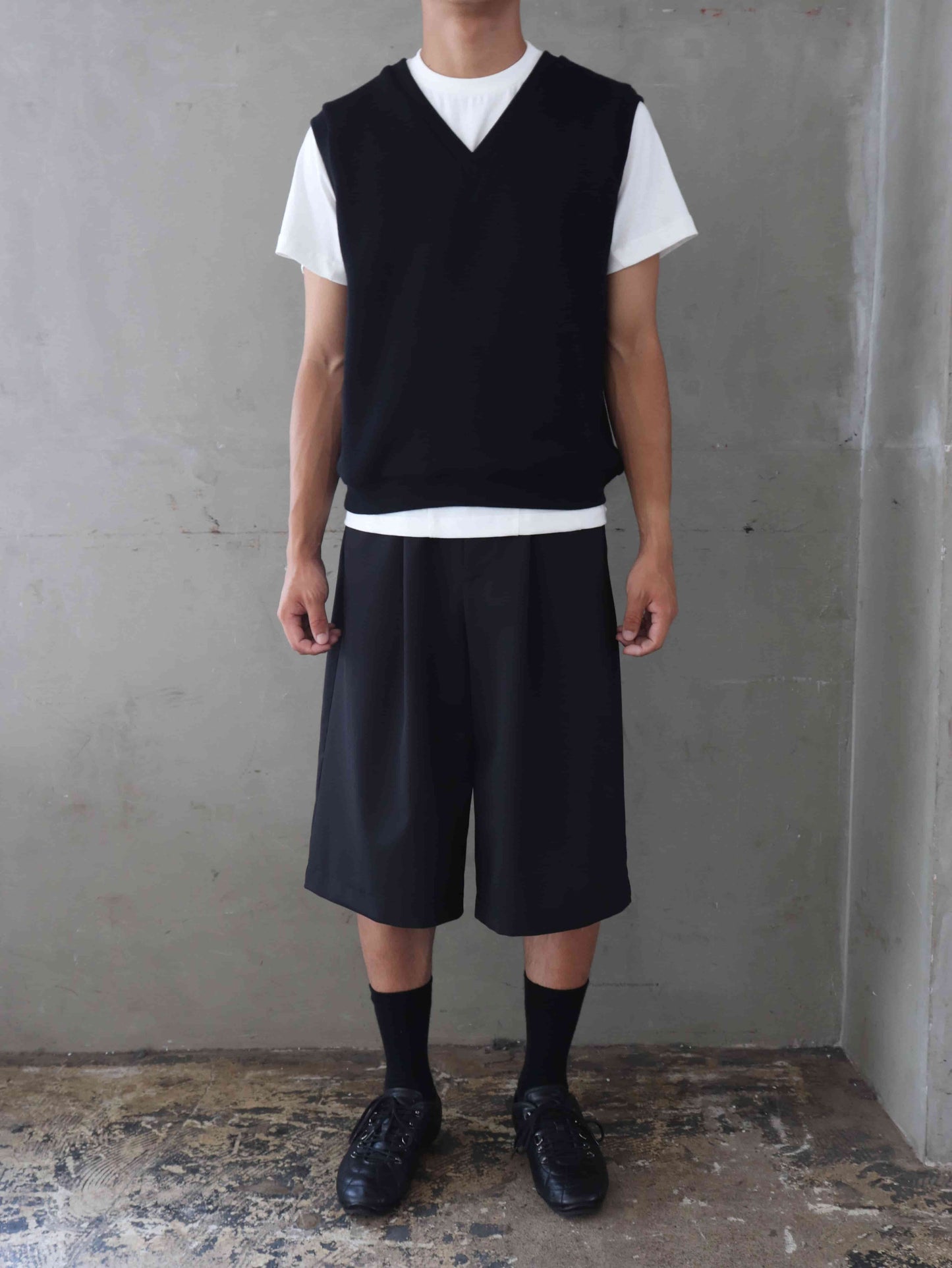 COTTON KNIT IVY VEST/ BLACK