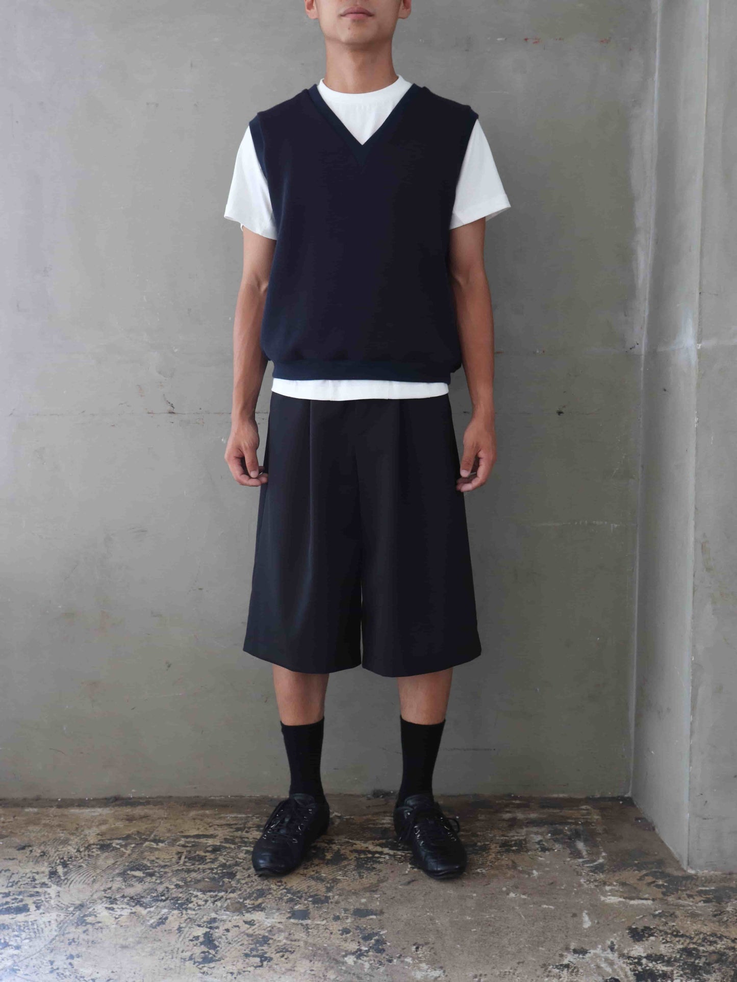 COTTON KNIT IVY VEST/ NAVY