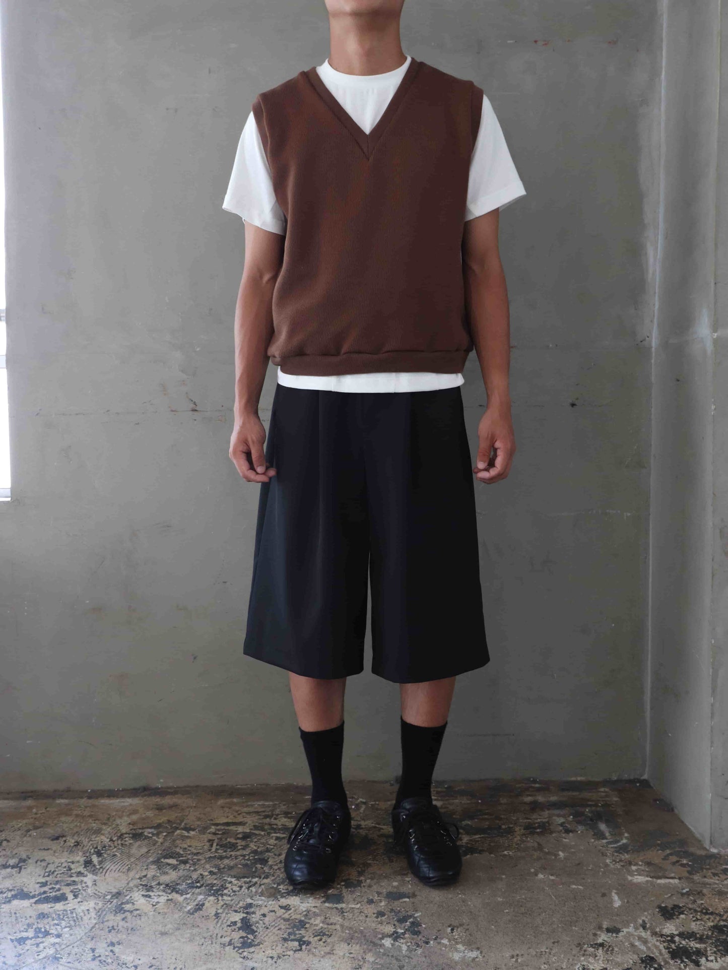 COTTON KNIT IVY VEST/ BROWN