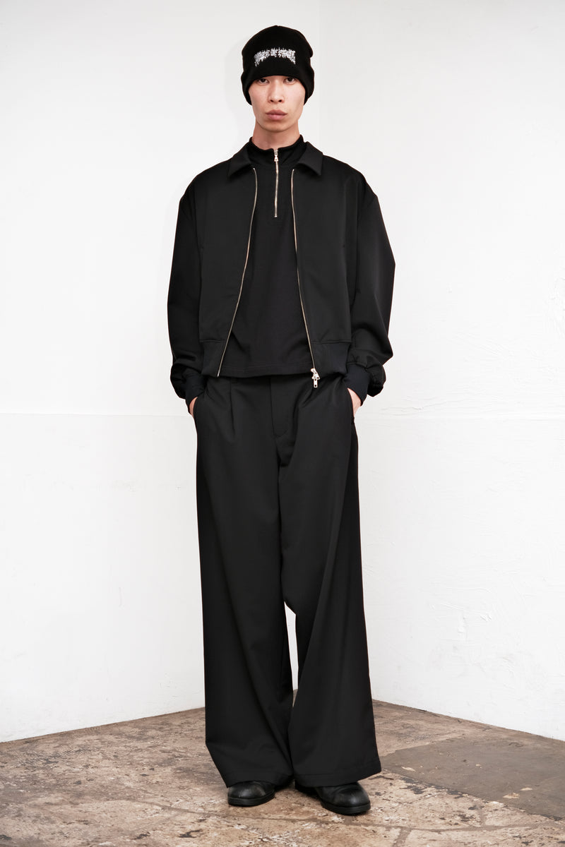 BASIC GABARDINE  WIDE PANTS / BLACK