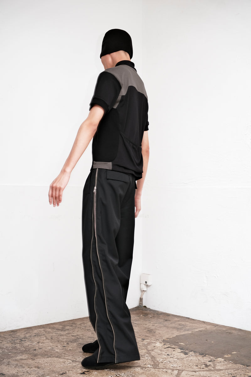 W ZIP HIGHTECH WIDE TROUSERS / BLACK