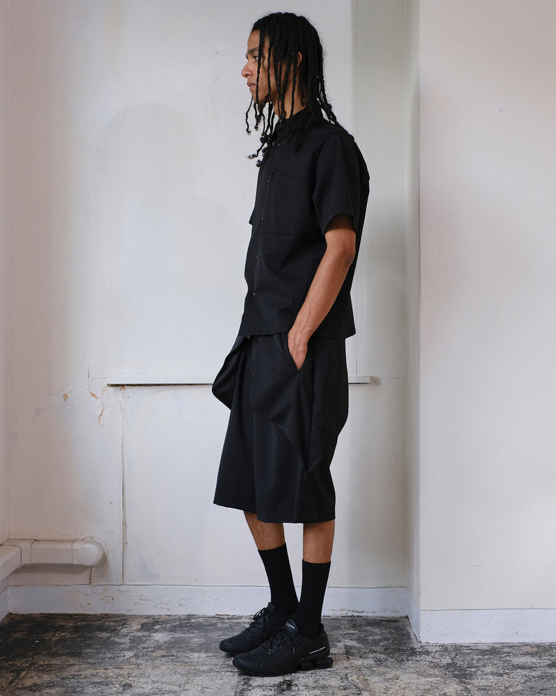 (Restock) TECHNICAL FLEXWOOL  GABARDINE  SHIRT / BLACK