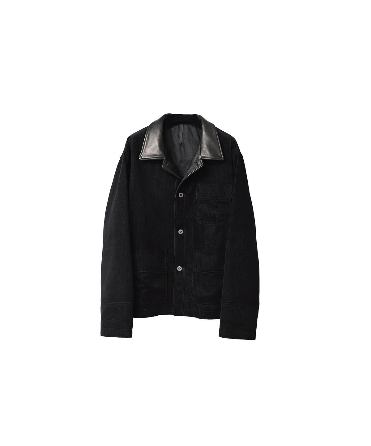 COW LEATHER × CORDUROY WORK JACKET/ BLACK