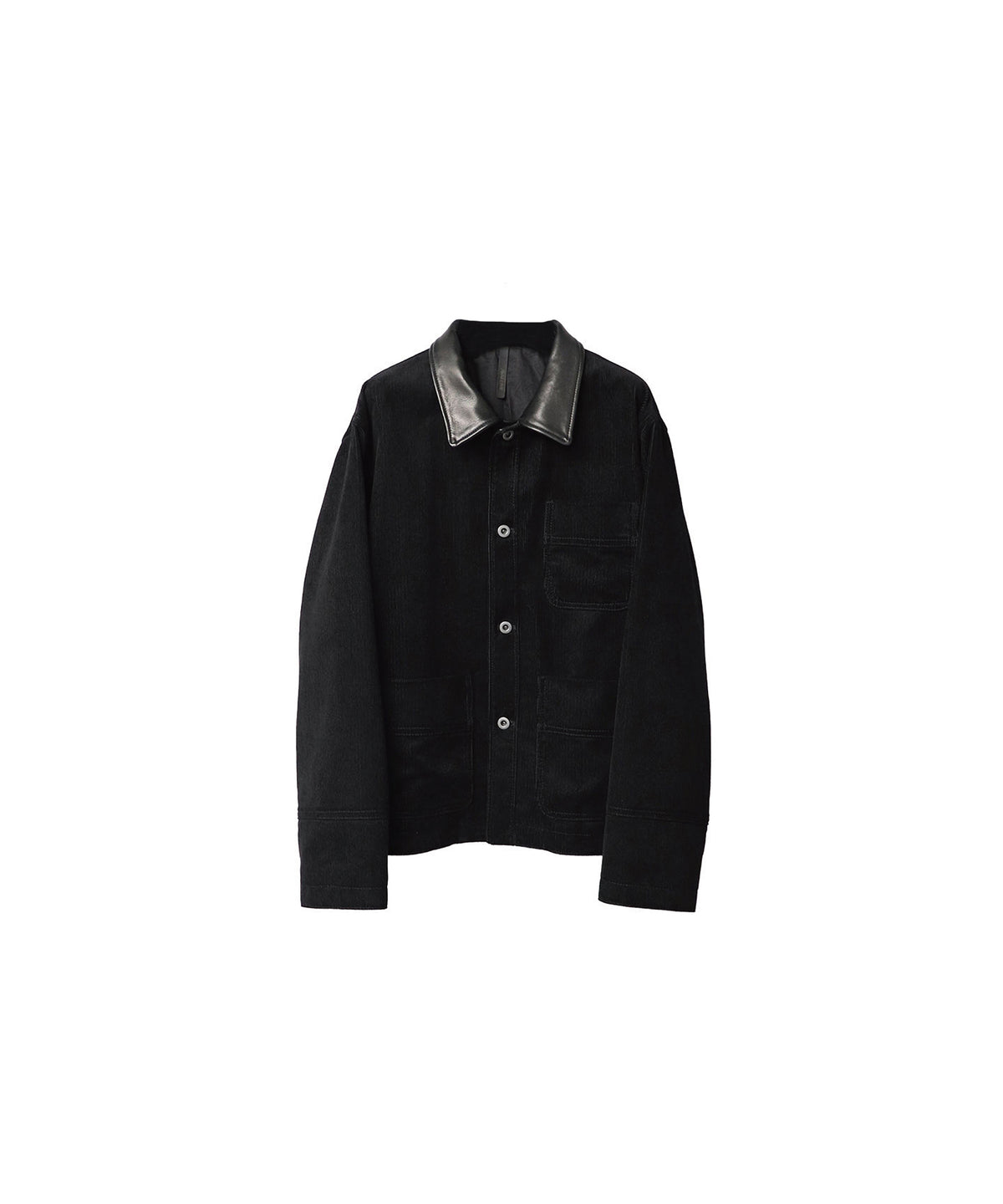 COW LEATHER × CORDUROY WORK JACKET/ BLACK