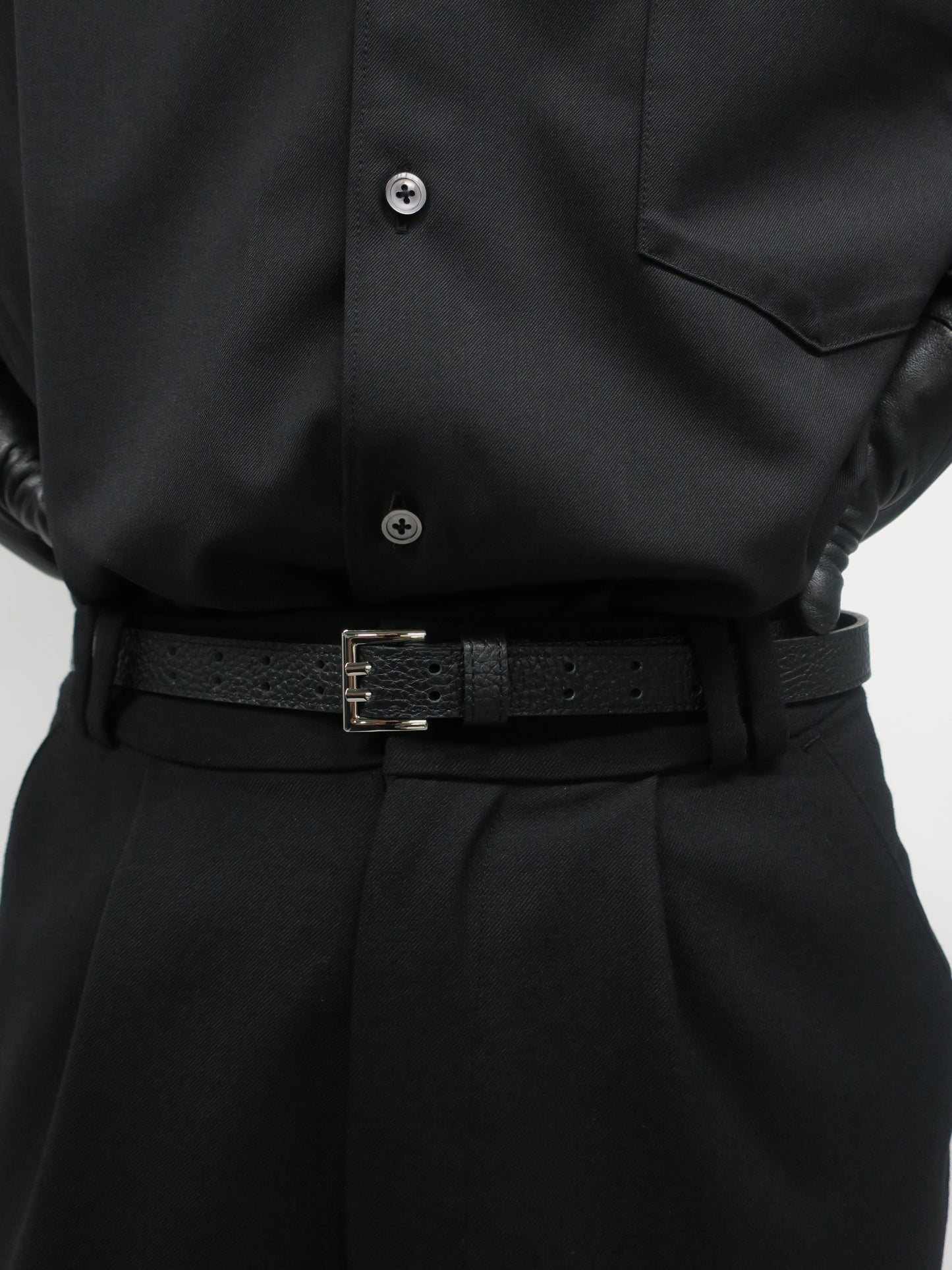 DOUBLE-PIN NARROW BELT / BLACK