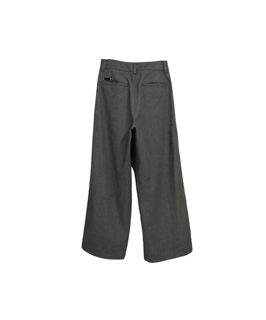 11oz WASHED DENIM  WIDE TROUSERS / D-GRAY