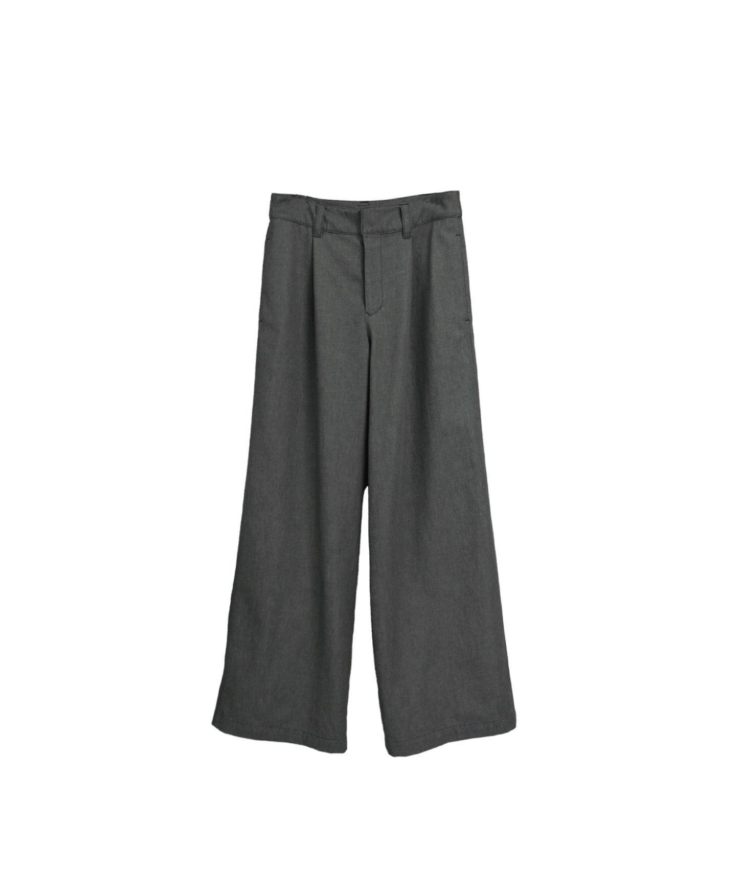 11oz WASHED DENIM  WIDE TROUSERS / D-GRAY