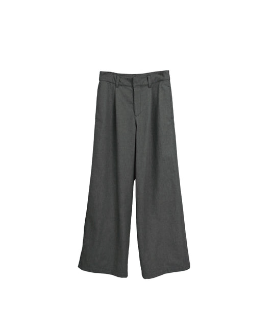 11oz WASHED DENIM  WIDE TROUSERS / D-GRAY