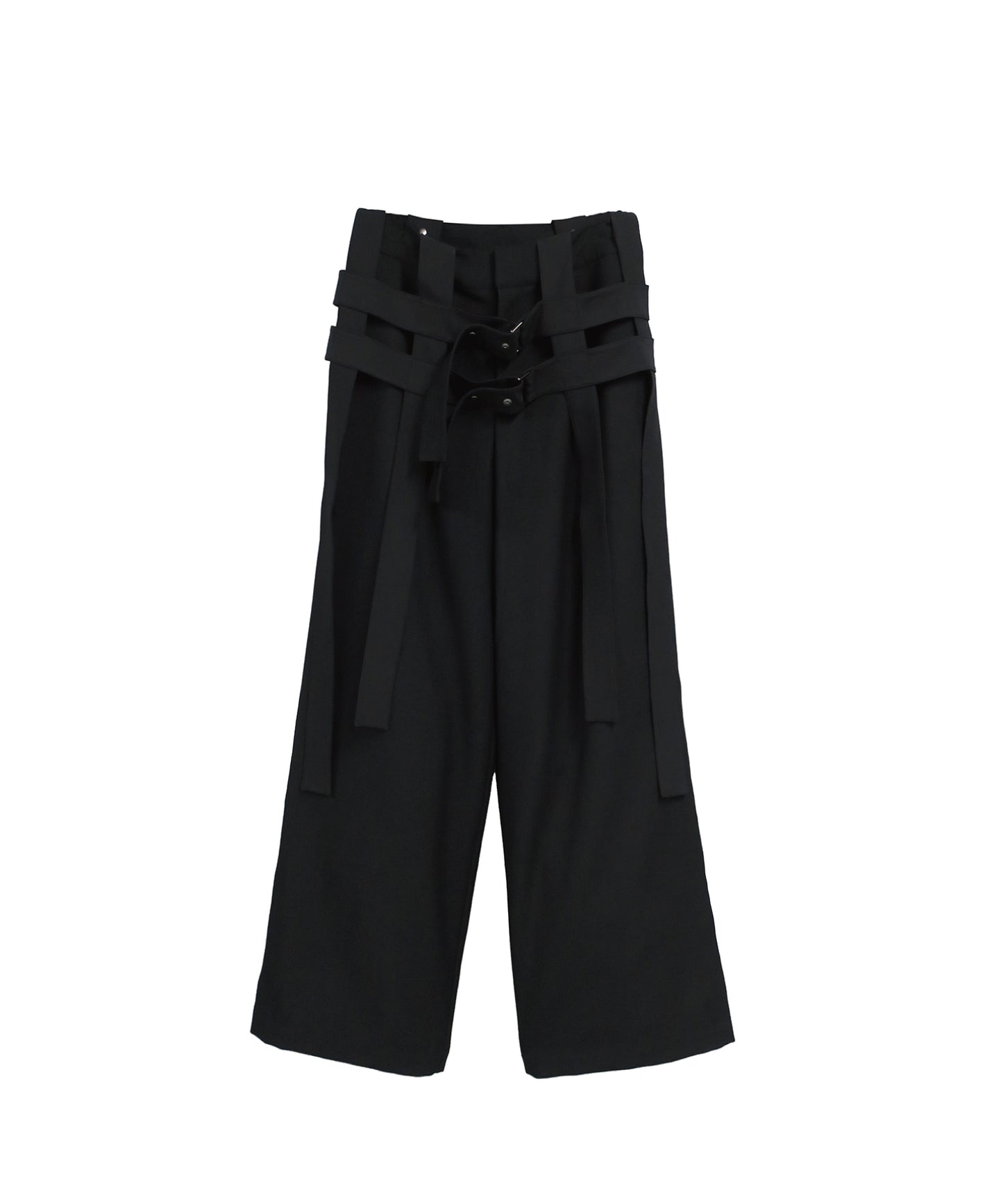 DETACHABLE HARNESS WIDE TROUSERS / BLACK