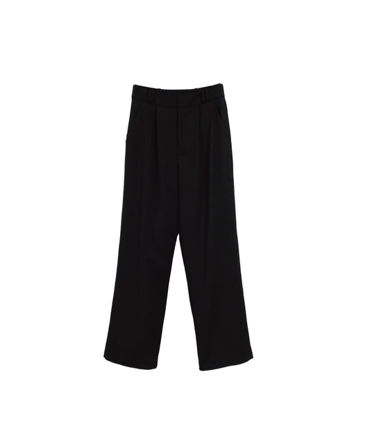 DOUBLE LOOP RELAXED STRAIGHT TROUSERS / BLACK