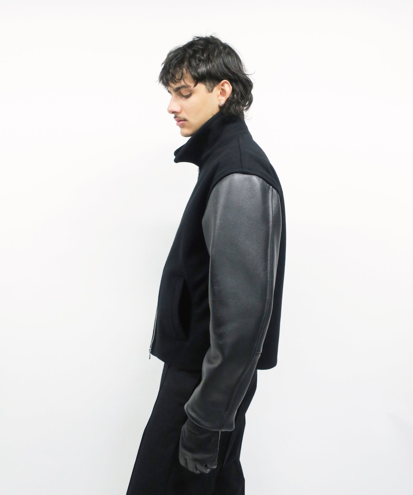 【RE-STOCK】ORIGINAL FULLING MELTON×COW LEATHER AUTHENTIC JACKET/ BLACK