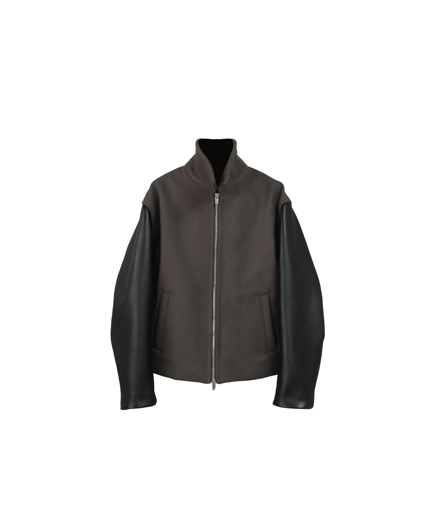 【RE-STOCK】ORIGINAL FULLING MELTON×COW LEATHER AUTHENTIC JACKET/ ORIGINAL GRAY×BLACK