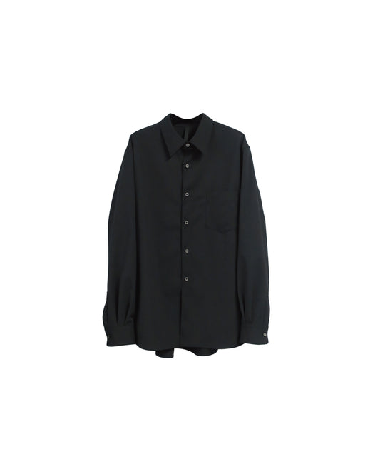 FLEX GABARDINE WOOL BOX SHIRTS/ BLACK
