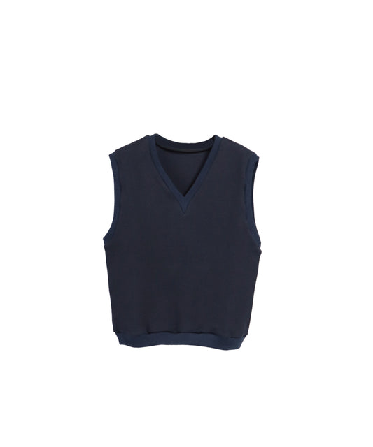 COTTON KNIT IVY VEST/ NAVY