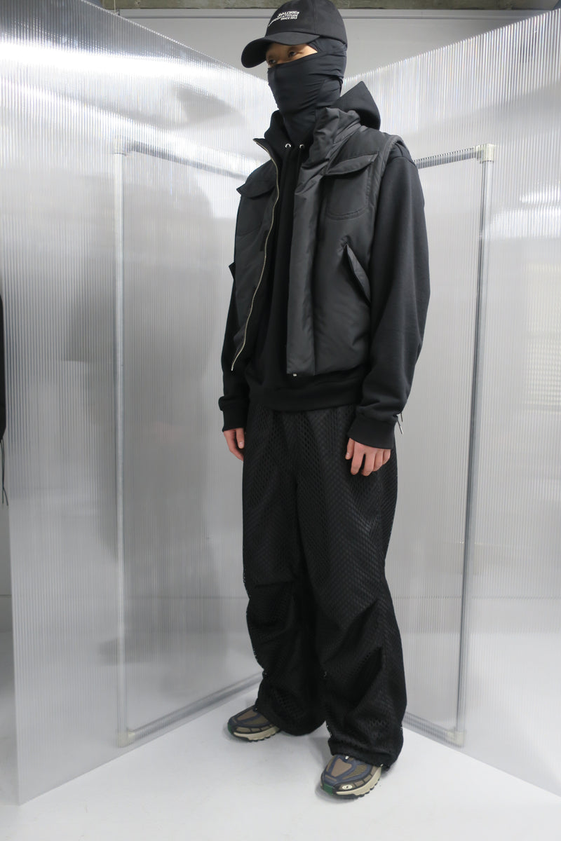 DOUBLE FABRIC GHILLIE PANTS / BLACK