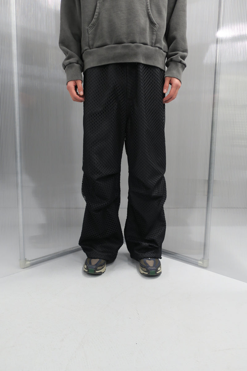 DOUBLE FABRIC GHILLIE PANTS / BLACK